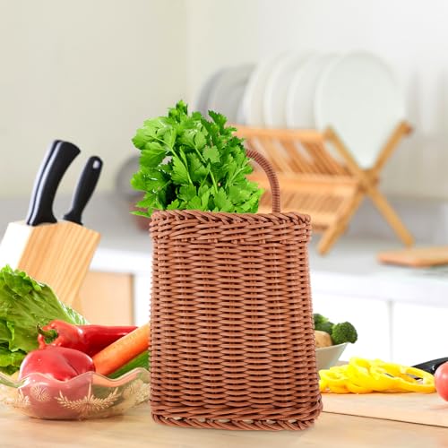 Cesta de ratán artificial sin rebabas estilo vintage para hogar 7