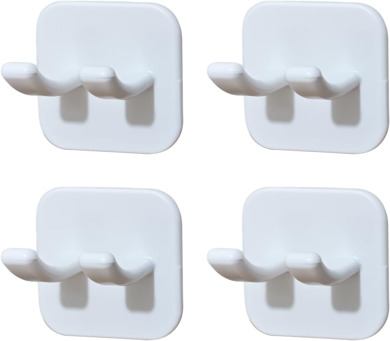 4 Packs Self-Adhesive Hook,Kitchen,Self-Adhesive Hook for Non-Punching Installation,Bathroom,ABS Plastic(White)