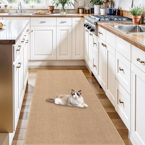 Easy Jute 2x5 Runner Rug: Non Slip Solid Color Low