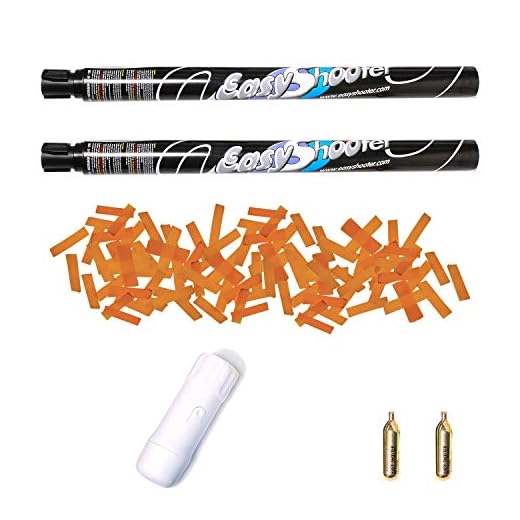 EASY SHOOTER Lanceur réutilisable avec Recharge 2 Tirs Canon Confetti Rectangle Longueur 60-80 cm Hauteur 10-12 m pour Easyshooter (Orange)