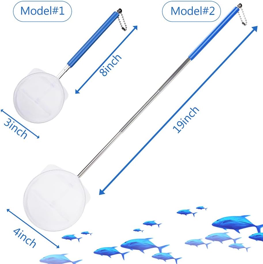 2-Pack 3 & 4 Inch Stainless Steel Fish Nets for Aquarium - Gentle Nets for Small Fish, Shrimp, Fry in Fish Tanks & Aquarium Accessories