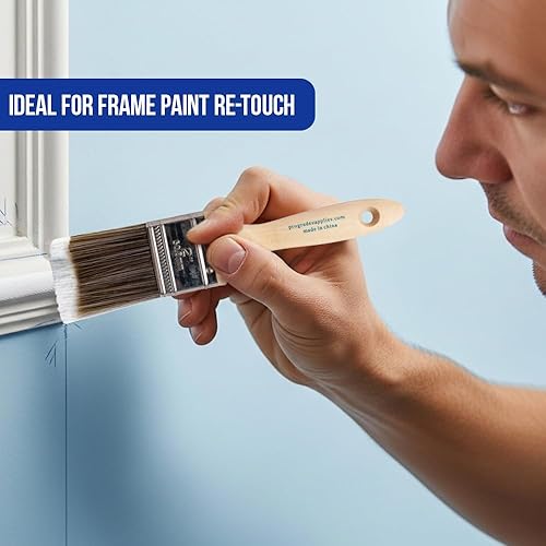 Miniatura 5 de Pro Grade Juego de pinceles de pintura de 5 piezas: pinceles planos y angulares para látex y pinturas al óleo, manchas, mejoras para el hogar