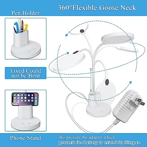 Image of LED Night Light Desk Lamp Eye Protection LED Lamp Flexible Bedside Table Desk Lamp LED Reading Desk Light with USB Charging Multi-Function Socket (Round Study Lamp with Pen Holder)
