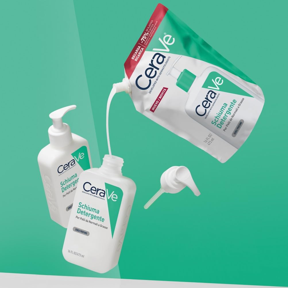 CeraVe Schiuma Detergente, Per Viso e Corpo, Per Pelli da Normali a Grasse, Pelle Libera da Impurità, Barriera Cutanea Rafforzata, Con Ceramidi Essenziali, Acido Ialuronico e Niacinamide, 562 ml