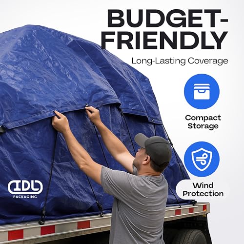 Blue Tarp Waterproof 8'x10' (80 sq.ft.) - USA-Made 3.5 mil Thick Camping Tarp for Car, Boat & Storage Cover - Heavy-Duty Poly Tarpaulin with Grommets for Indoor and Outdoor Protection by IDL Packaging by IDL Packaging - Image 6