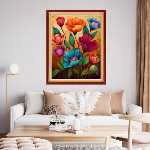 Image of Funchey Stamped Cross Stitch Kits, DIY Cross Stitch Pattern for Adults Beginners Needlepoint Kits Embroidery Kit Arts and Crafts 11CT&Colorful Flowers 16x20 inch