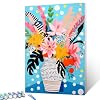 Flowers in a Floral Vase DIY Paint by Numbers for Adults Seaside Vacation Lady DIY Oil Painting Acrylic Paint Art Painting Kit Canvas with Acrylic Paints Mixed Media Art 16x20 Inch（without Frame ） #1