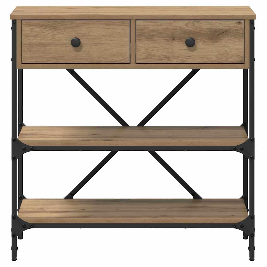 Mesa consola marrón 75 x 34,5 x 75 cm madera con espacio de almacenamiento y estantes para pasillo, salón, dormitorio, ahorro de espacio, funcional diseño moderno