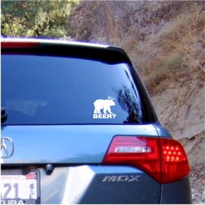 Bear plus Deer equals BEER Vinyl Die Cut Decal Sticker 5.50