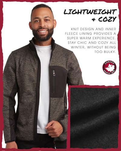 Image of CANADA WEATHER GEAR Men's Sweater Fleece Jacket - Warm Zip Up Techno Fleece Sweater - Casual Outdoor Jackets for Men (M-XXL)