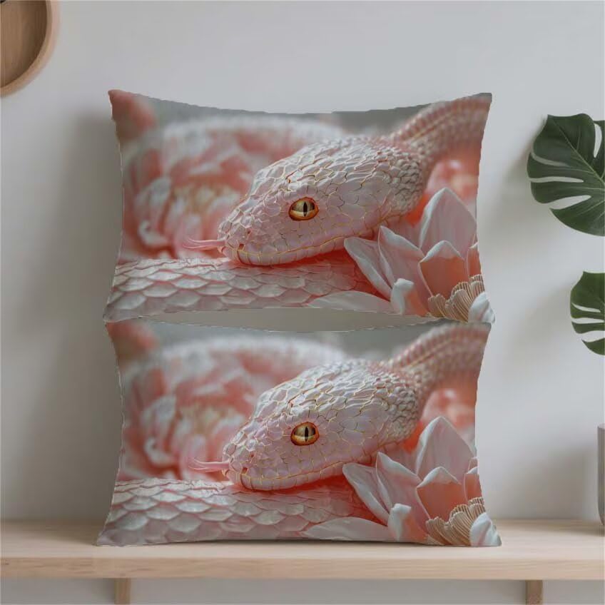 Housse de coussin 50x70cm rectangulaire lin motif serpent luxe double sided printing