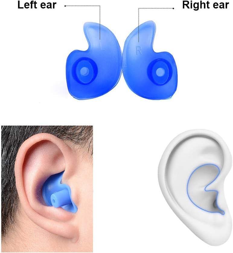Image of DAZZLIQ Pack of 2 Blue Ear Plugs For Swimming Ear Plug For Bathing Swimming Ear Plugs For Men Ear Protection From Water Waterproof Swimming Earplugs Professional Silicone Anti-Noise Cancellation