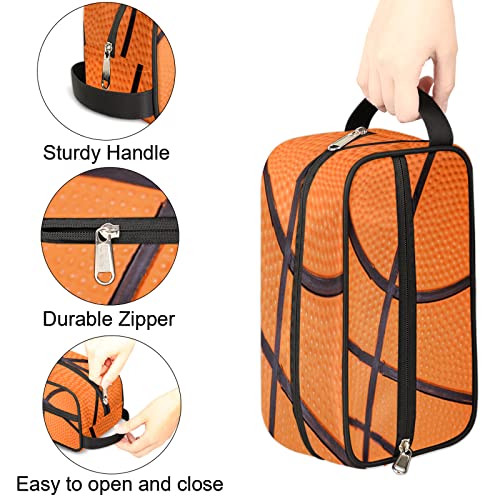 Basketball Texture Ball Portable Travel Toiletry Bag, Sport Dopp Kit Cosmetic Organizer Makeup Bag Shower Shaving Bag for Men Women3