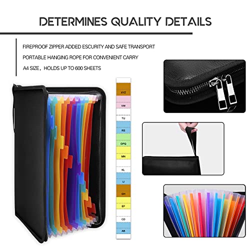 Fireproof-Document-Bag-Fire-Water-Resistant-File-Folder-A4-Size-12-Pockets-Fireproof-Waterproof-Safe-Document-Holder-Non-Itchy-Silicone-Coated-Portable-Filing-Pouch-for-Legal-DocumentColorful