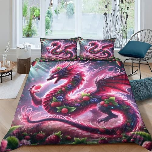 Housse de couette dragon imprimé 3D parure de lit microfibre confort premium - 2