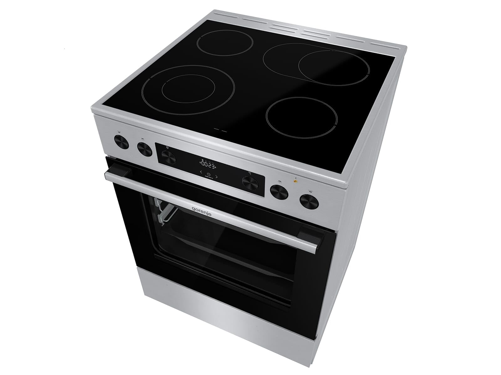 Gorenje GECS6C 70 XPA elektryczna kuchenka stojąca z płytą ceramiczną 60 cm / 71 litrów/ExtraSteam/GentleClose/AirFry/chowane przetyczki/AquaClean/PerfectGrill/teleskopowe prowadnice/stal