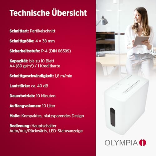 Olympia cc1010s destructeur de documents 10 feuilles bureau