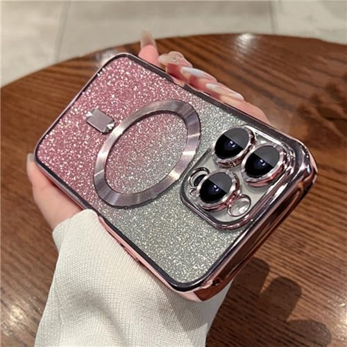 Coque iPhone 11 magnétique avec cadre de placage carré de luxe et paillettes