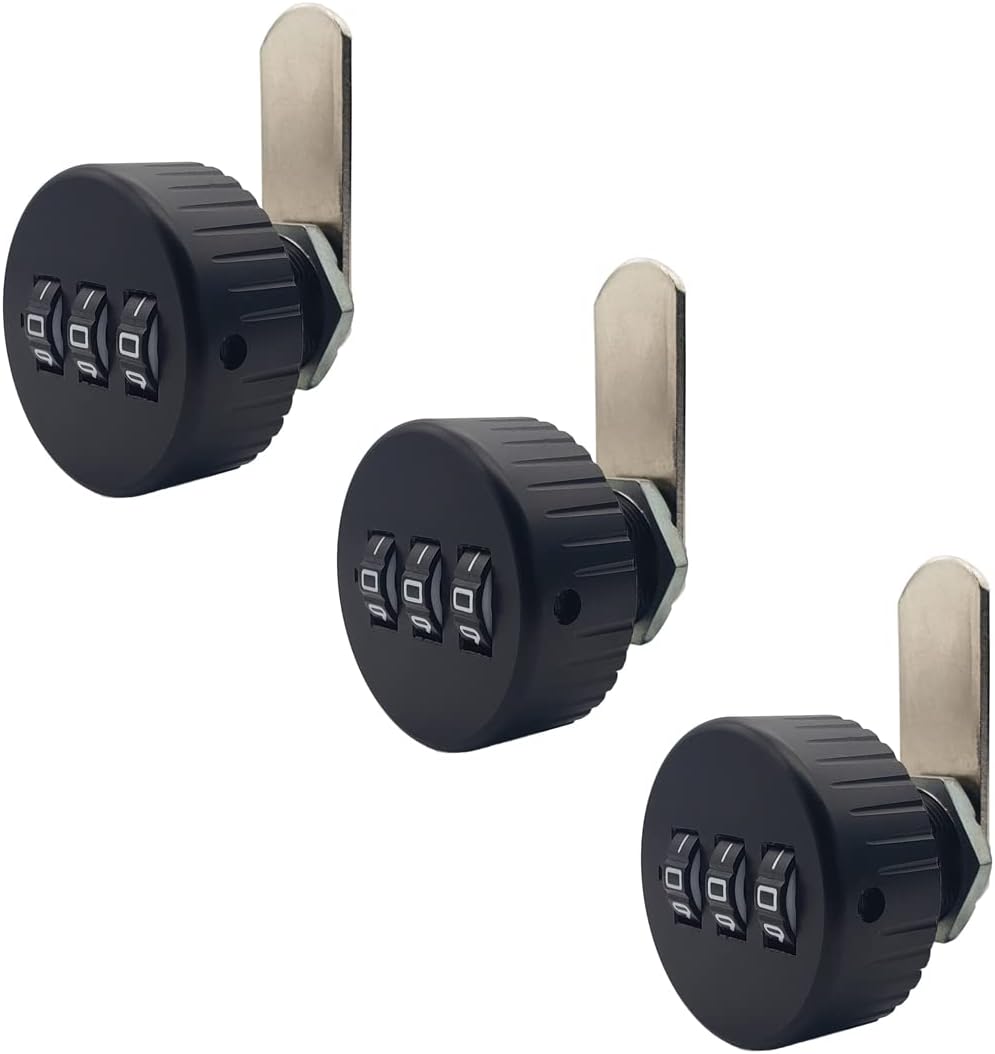 コンビネーションカムロック 引き出しキャビネットパスワードロック メールボックスコードカムロック用 (5/8インチ ブラック) 3個