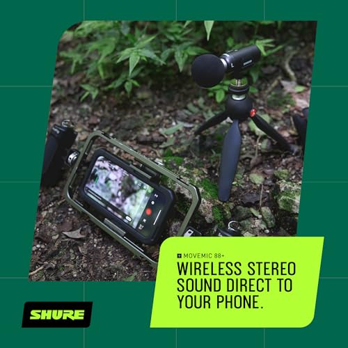 Shure MoveMic 88+ Wireless Video Microphone Kit for iPhone, Android & Cameras - Stereo Condenser Mic with 4 Polar Patterns, DSP Audio Controls & MoveMic Receiver, Black - image 7