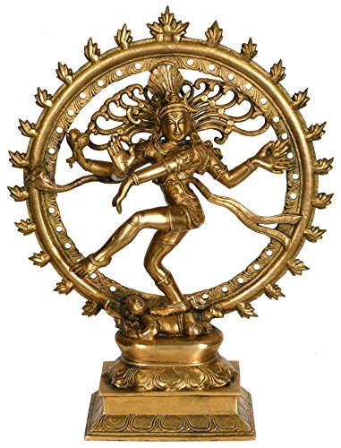 Image of Dattatreya Nataraja Shiva Idol Sculpture Handmade Antique Dancing Nataraj Statue Height 13.5 Inches