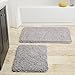 Lavish Home 2 Piece Memory Foam Shag Bath Mat -Grey