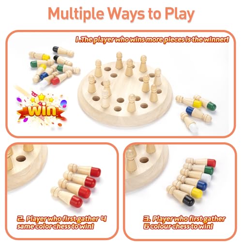 Juego de Mesa Memory Chess Matching de Madera para Familia miniatura 3