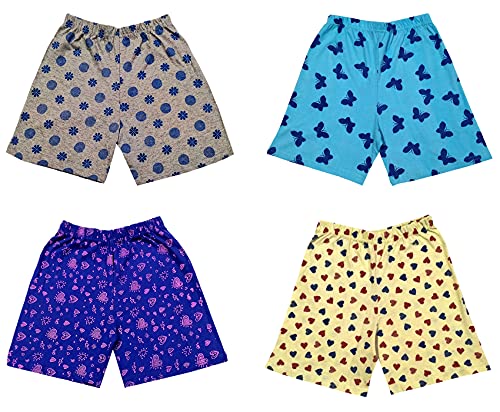 Image of indi weaves Girls Cotton Printed Shorts (Pack of 4)