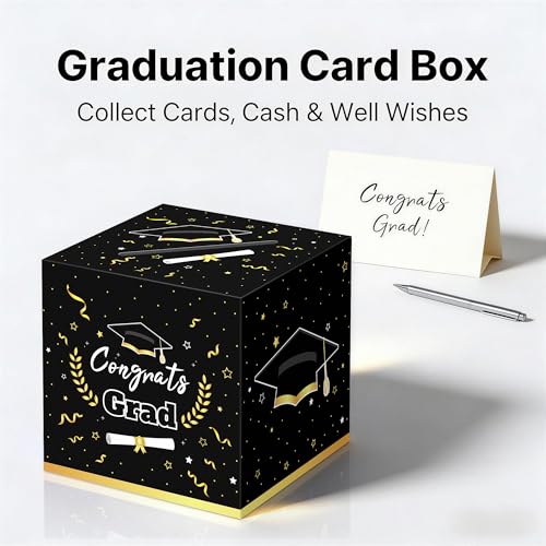Image of Kelool Graduation Card Box 2026 Graduation Decorations 2026 Congrats Grad Card Boxes 9x 9 x 9 inches Gift Cards Box for Graduation Party Favors Decor Supplies Props