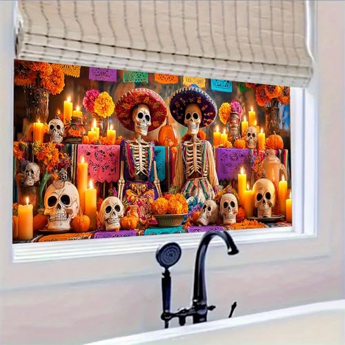 Vinilo Decorativo HOMETITUTE Día de Muertos 39.3 x 17.7 pulgadas miniatura 5
