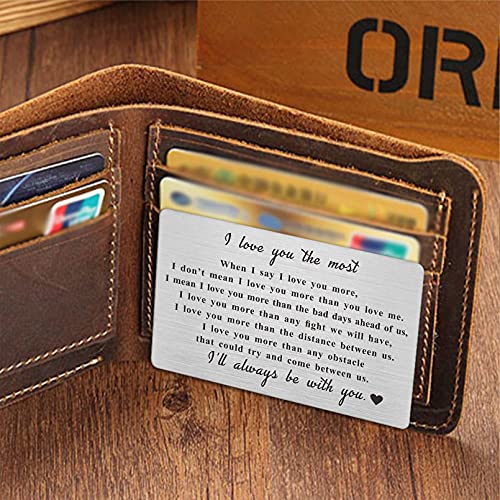 Laluminter When I Say I Love You More Wallet Card, Men Gifts for Birthday Husband, Anniversary Engraved Card for Him, Just Because Presents, Fathers Day4