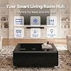 LIVTAB Smart Coffee Table, 23 D x 41.5 W x 18.1 H, Living Room Table with Built in Fridge and Speakers, Smart Table with 15W Wireless Charging, USB Chargers (Black)