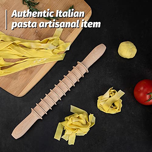 G Beech Wood 14Mm Pappardelle Pasta Cutter Noodle Lattice Roller Docker Dough Cutter Wooden Rolling Pin Spaghetti Pasta Maker Beechwood Noodle Cutter Rolling Pin Kitchen Cooking Tools #TOP3