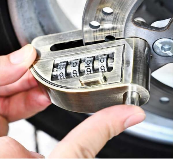 Image of Heavy-Duty Anti-Theft Motorcycle Disc Lock with 4-Digit Combination | Zinc Alloy Wheel Disc Lock for Motorcycle, Bicycle, and E-Bike | Waterproof, Anti-Drilling, Anti-Sawing,Security Lock