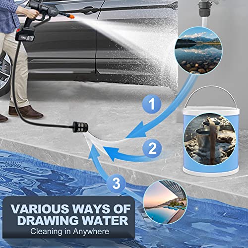 Tegatok Cordless Pressure Washer, 20V Battery Pressure Washer With Rechargeable Battery, Charger And Accessories, Portable Pressure Washer For Cleaning Car/Floor/Fence/Side And Watering #TOP3