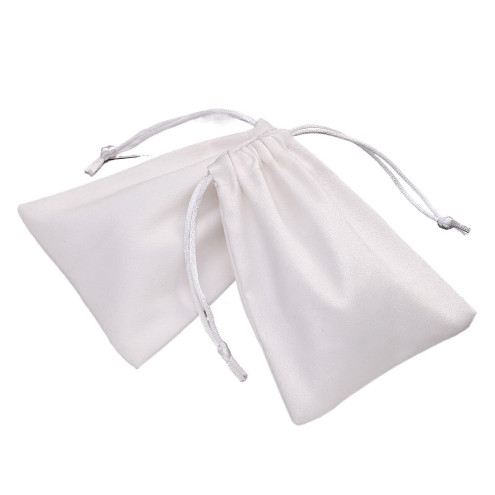 WEOKDFHA Jewelry Storage Bag 50pcs Flannel Jewelry Packaging Pouches Wedding Favor Bag Velvet Drawstring Pouch For Cosmetic Makeup(White,5X7cm)