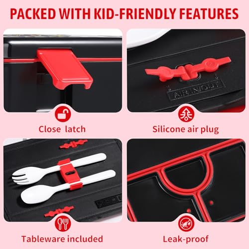 Image of rockpapa 5.5 Cups Bento Lunch Box for Kids, 5-Compartment, Games
