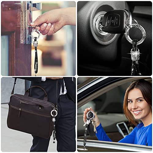 Cute Wrist Car Keychain For Women, Crystal Keychain Accessories，Bling Wrist Lanyard For Keys, Car Key (Silver, Large) #TOP3