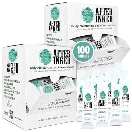 After Inked Tattoo Aftercare Lotion &amp; Moisturizer, Balm, 7ml (100-Pack)