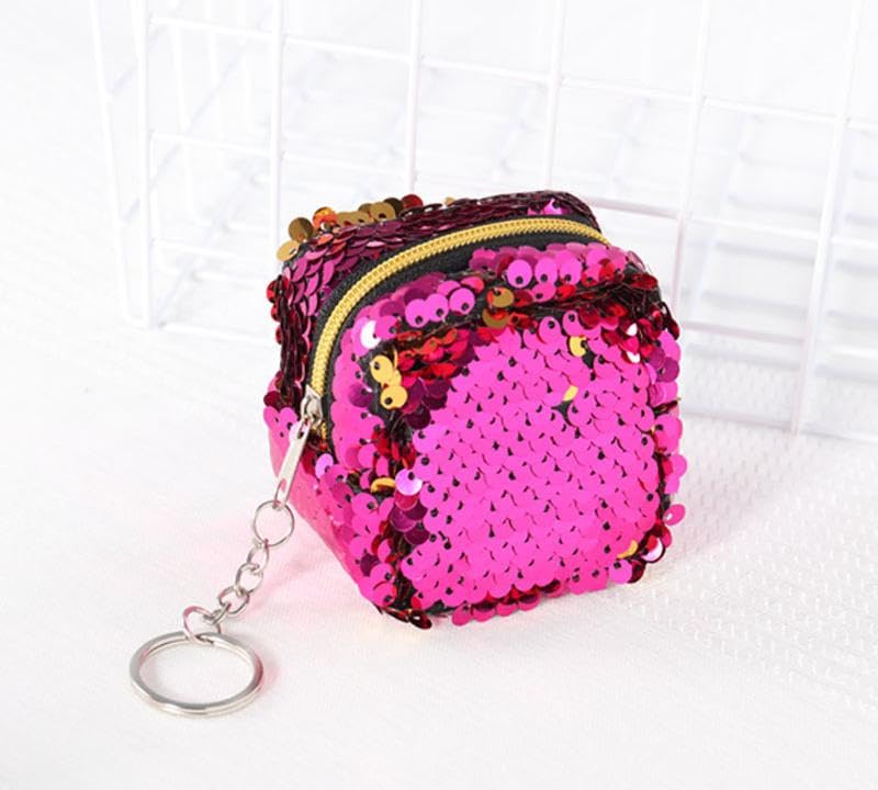 Sequin Square Mini Wallet for Women – Compact Coin Purse, Travel & Daily Use (Rose)4