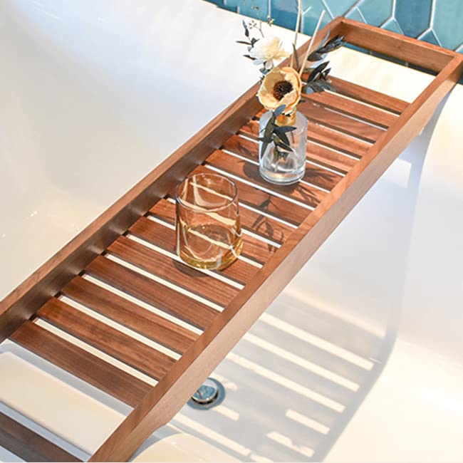 Bandeja de baño de nogal 70x22 cm para tabletas y libros 4