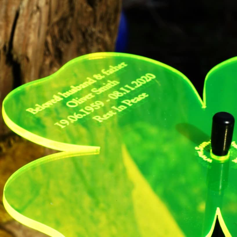 Personalised Commemorative Sun Catcher Ornament With Chosen Remembrance Memorial Message 75cm/29.5 inch high Suitable for Outdoor or Indoor, Colour:fluorescent Green