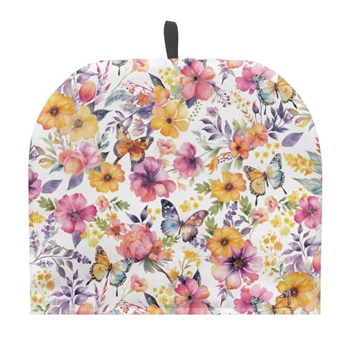 Image of Tea Cozy for Teapot, Kitchen Accessory Tea Pot Cosy Insulated Kettle Cover Breakfast Warmer for Home Kitchen Decoration Watercolor Floral Butterfly
