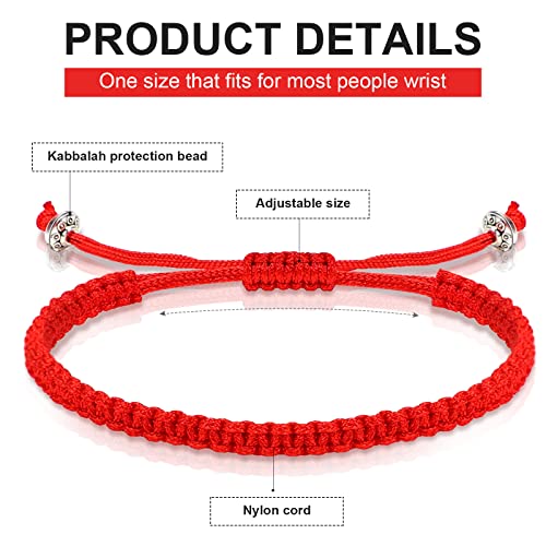 Jadive 20 Pcs Red Protection Good Luck Bracelet Red String of Fate Adjustable Bracelet Braided Knot Kabbalah Rope for Lover Couple Friend Women Men2