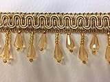 1.5' Crystal Beaded Fringe Trim. TF-57/12 Antique Gold (Sold by The Yard)