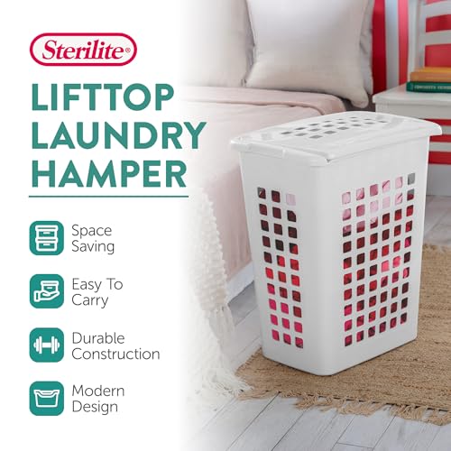 Sterilite LiftTop Laundry Hamper with Lid for Home and Bathroom, 8-Pack - image 3