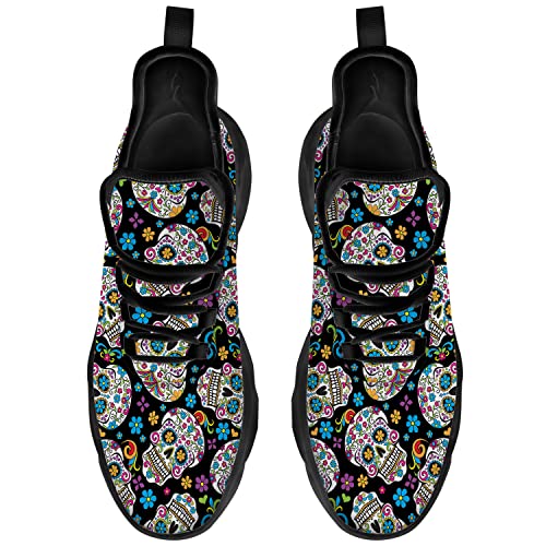 Sugar Skull Shoes for Men Women Road Running Shoes Sport Walking Tennis Sneakers Cross Trainer Shoes Gifts for Boy Girl3