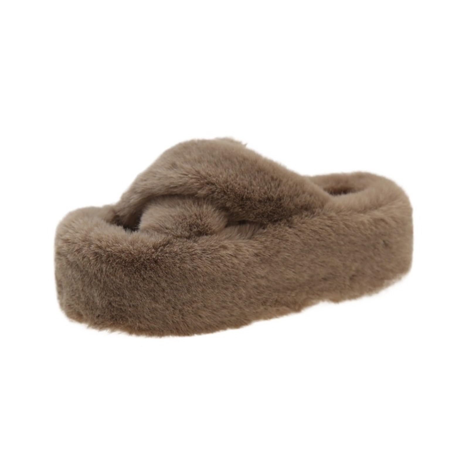 Zapatillas Esponjosas Cruzadas Zapatillas de algodón con Parte Inferior Gruesa Cruzada al Aire Libre for Mujer for Ropa Informal otoño e Invierno
