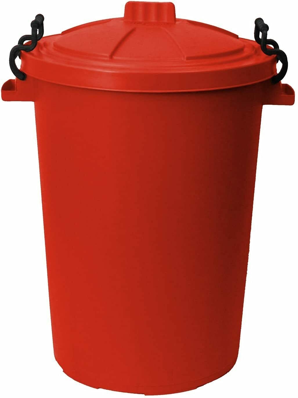 JMS we create smile - 50 Litre Red Large Heavy Duty Plastic Dustbin Storage Unit with Locking Lid for Home Garden Rubbish Waste Bin โ image 1