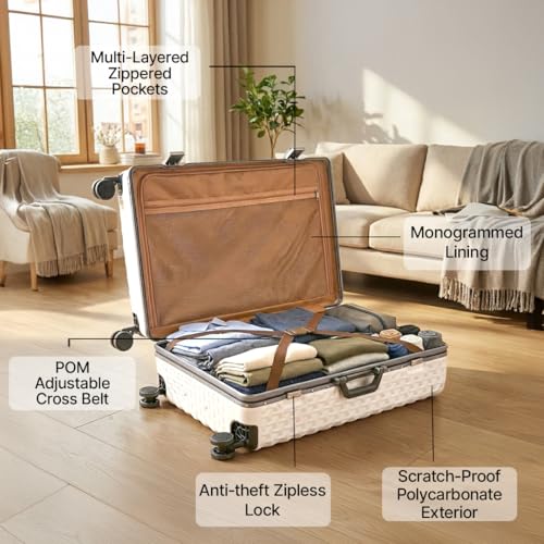 Image of Hard PC Trolley Luggage, Medium Size, 100% Polycarbonate, Lightweight and Durable, Silent Wheels, Anti-Theft with Aluminium Frame, and 2 TSA Locks, 24-Inch, Moonlight Frost
